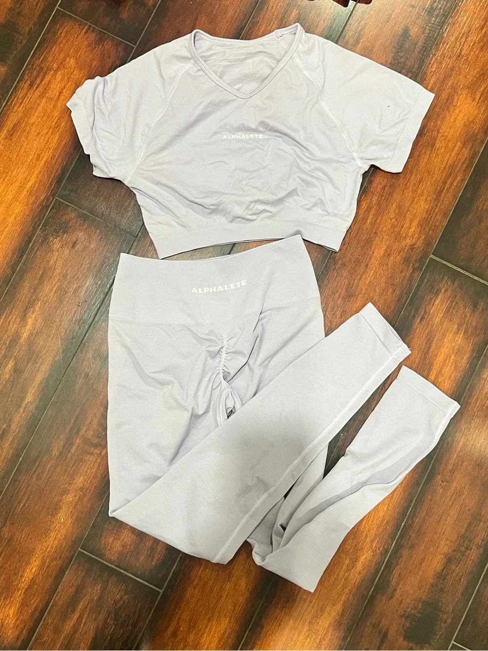 Alphalete Soft Lavender Seamless Leggings & Crop Top Set